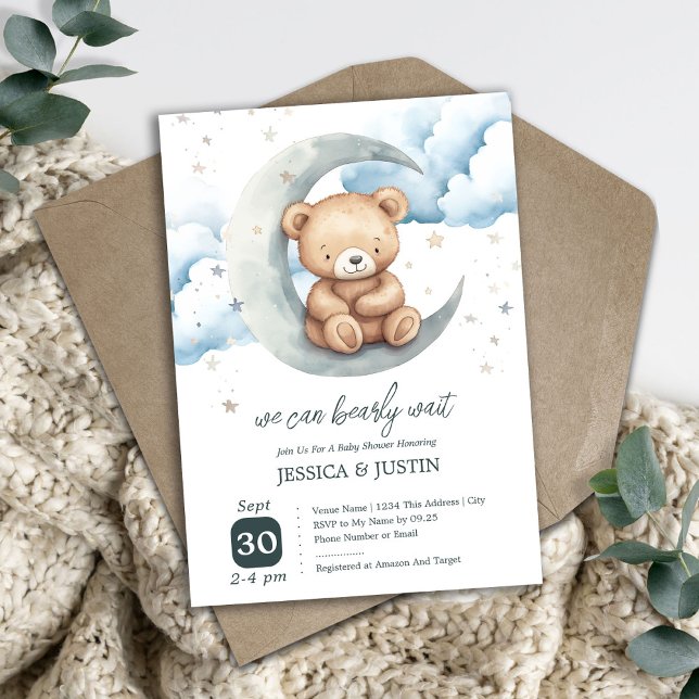 Convite Chá de Bebê Urso Teddy Encantado (Criador carregado)