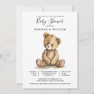 Convite Chá de Bebê Urso Teddy Fofo
