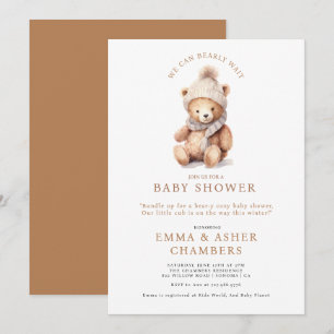 Convite Chá de Bebê Urso Teddy Fofo de Inverno