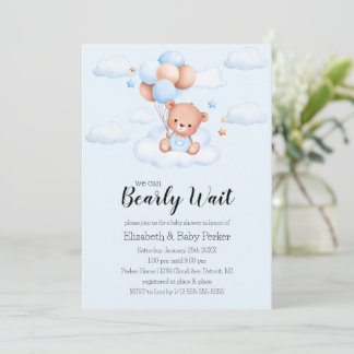 Convite Chá de Bebê Urso Teddy Menino