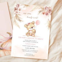 Chá de Bebê Urso Teddy Pink Pampas