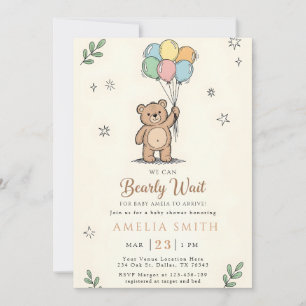 Convite Chá de Bebê Urso Teddy Rosa Amarelo Caprichoso