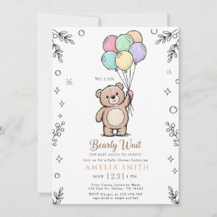 Convite Chá de Bebê Urso Teddy Rosa Amarelo Caprichoso