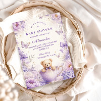 Chá de Bebê Urso Teddy Roxo Caprichoso