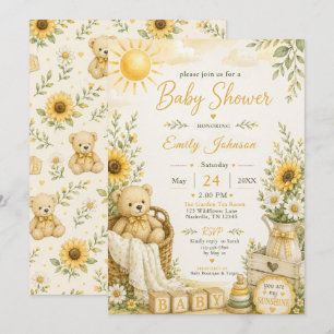 Convite Chá de Bebê Urso Teddy Sunshine