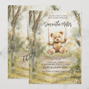 Convite Chá de Bebê Urso Vintage Rústico