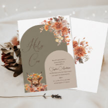 Chá de Bebê Vaca das Terras Altas Rust Aquarela