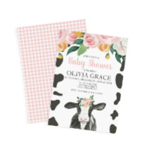Chá de Bebê Vaca Floral Rosa e Xadrez