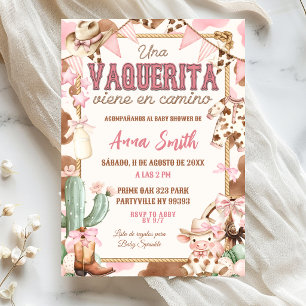 Convite Chá de Bebê Vaquerita Rosa Espanhol