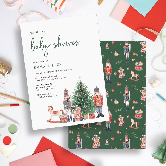 Convite Chá de Bebê Verde (Green Holiday Baby Shower Invitation
)