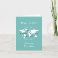 Chá de Bebê verde-azulado com Passaporte Viagem de