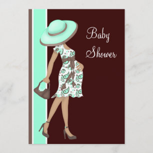 Convite Chá de Bebê Verde Menta e Chocolate Marrom