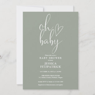 Convite Chá de Bebê Verde Oliva Bebe Gender Neutral