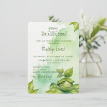 Chá de Bebê Verde Personalizado Ilustrado com a Na