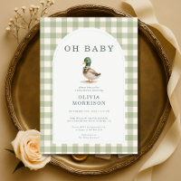 Chá de Bebê Verde Sage Pato Mallard Xadrez
