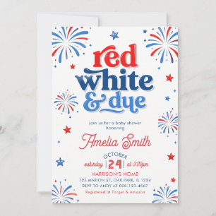 Convite Chá de Bebê Vermelho Branco e Devido 4 de Julho