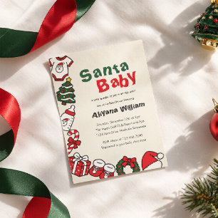 Convite Chá de Bebê Vermelho e Verde do Papai Noel Natal