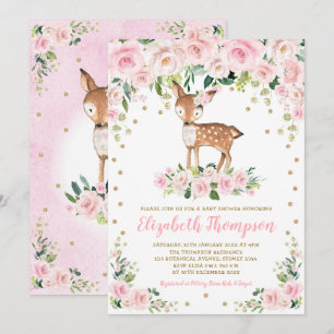 Convite Chá De Bebê-Vidente-Vidente-Floral Rosa-Blush