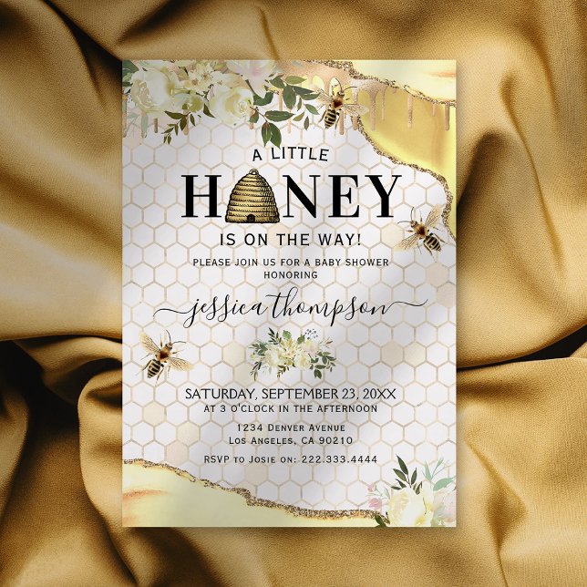 Convite Chá de Bebê Vintage Abelha (Criador carregado)