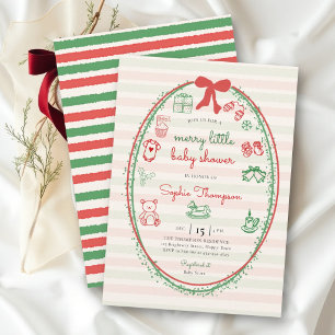 Convite Chá de Bebê Vintage de Natal Alegre Bebezinho