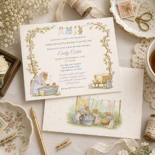 Convite Chá de Bebê Vintage Dia de Lavanderia