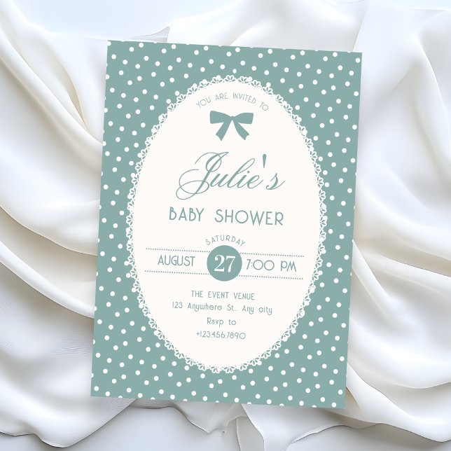 Convite Chá de bebê vintage em azul pastel (Criador carregado)