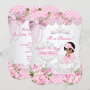 Convite Chá de Bebê Vintage Festa de Chá Rosa Rosa Menina 