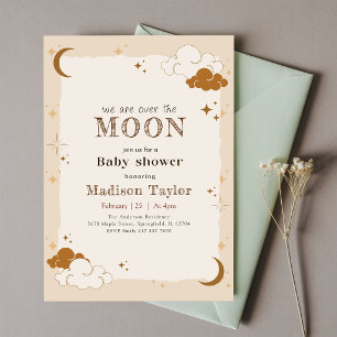 Convite Chá de Bebê Vintage Fofo Lua e Estrelas