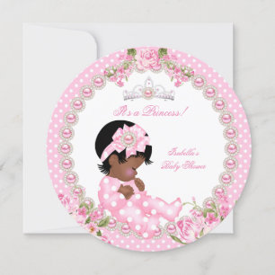 Convite Chá de Bebê Vintage Menina Fofo Pérola Rosa 3B