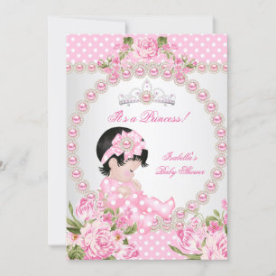 Convite Chá de Bebê Vintage Menina Fofo Rosa Pérola Rosa 2