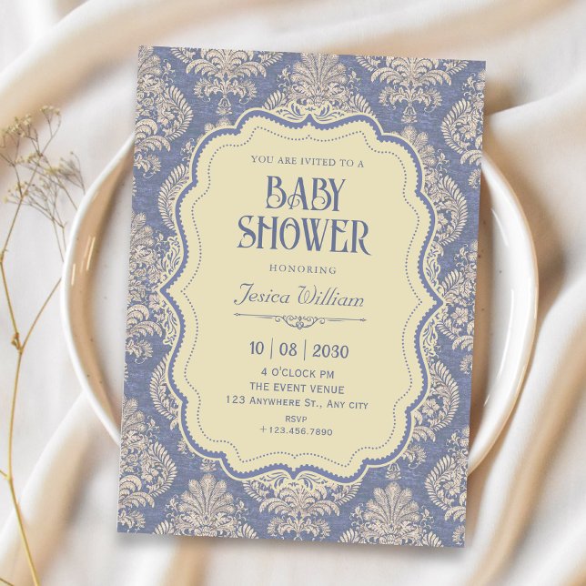 Convite Chá de bebê vintage real com chinoiserie (Criador carregado)