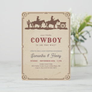 Convite Chá de Bebê Vintage Rústico Western Pequeno Cowboy