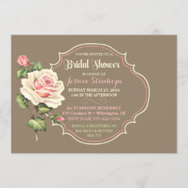 Convite Chá de Bebê Vintage Shabby Rosa Creme Rosa