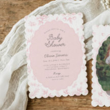 Chá de Bebê Vintage Toile Rosa Floral com Recorte