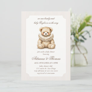 Convite Chá de Bebê Vintage Urso Neutro