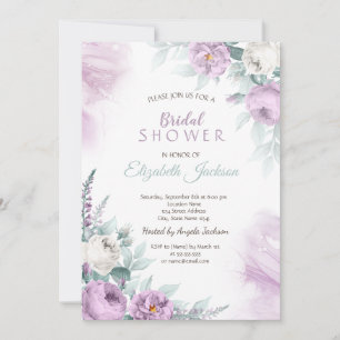 Convite Chá de Bebê Violet Roses Polka Dots