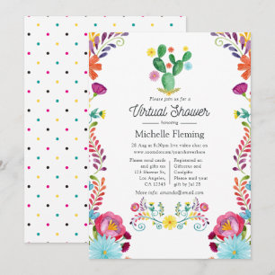 Convite Chá de Bebê Virtual Floral Aquarela Fiesta