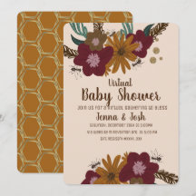 Chá de Bebê Virtual Floral Girassol Vintage Abelha