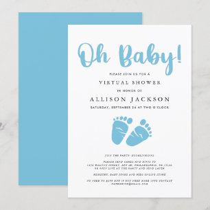 Convite Chá de Bebê Virtual Oh Baby Boy   Pézinho de Bebê 