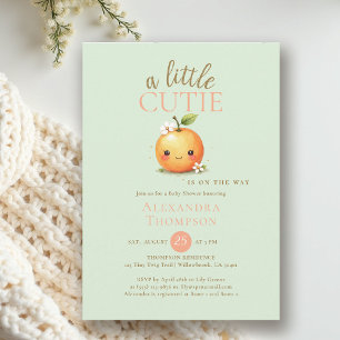 Convite Chá de Bebê Watercolor Laranja Menta Little Cutie