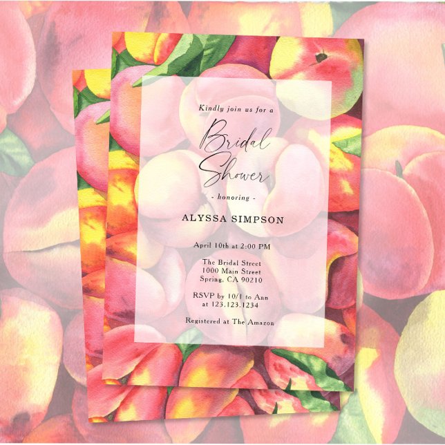 Convite Chá de Bebê Watercolor Peaches (Criador carregado)