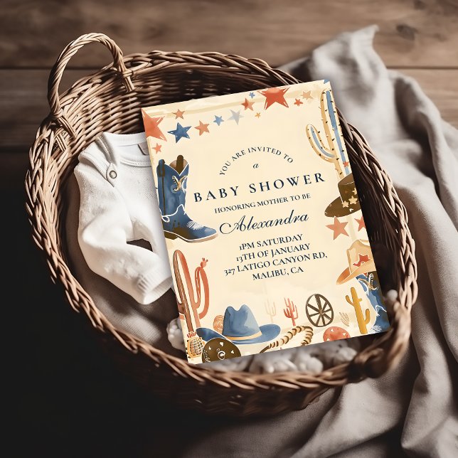 Convite Chá de Bebê Western Neutro (Criador carregado)