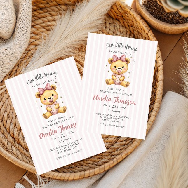 Convite Chá de Bebê Winnie the Pooh Little Hunny  (Criador carregado)