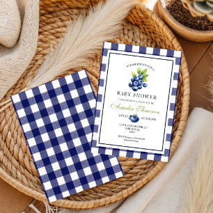 Convite Chá de Bebê Xadrez Azul Doce de Frutas
