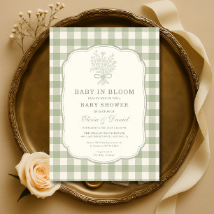 Convite Chá de Bebê Xadrez Baby in Bloom para Casais