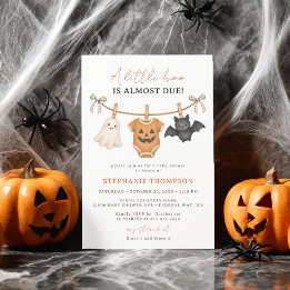 Convite Chá de Bebê Xadrez de Halloween Little Boo