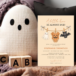 Convite Chá de Bebê Xadrez de Halloween Little Boo