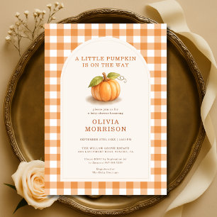 Convite Chá de Bebê Xadrez de Outono Little Pumpkin