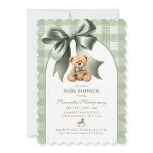 Chá de Bebê Xadrez Verde Musgo Teddy Preparado