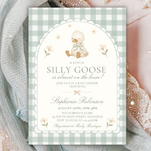 Convite Chá de Bebê Xadrez Verde Neutro Silly Goose